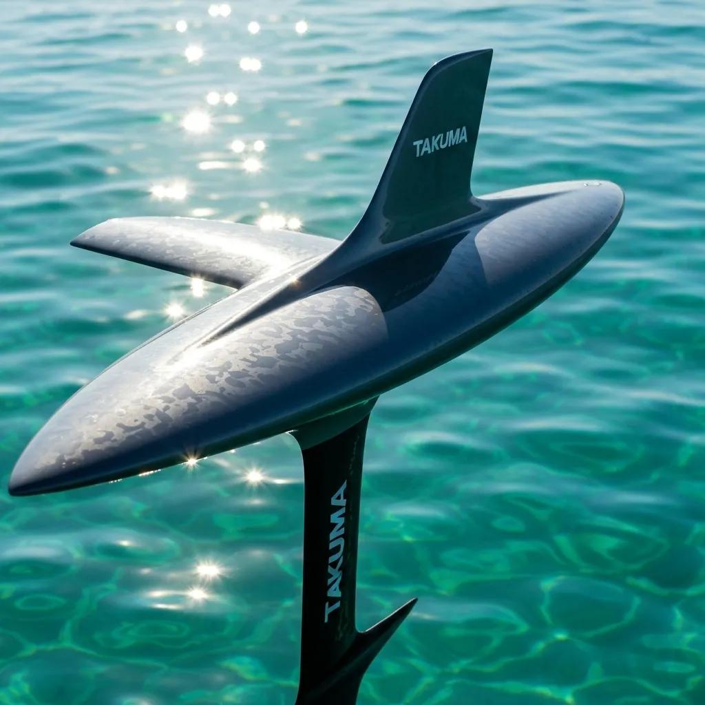 Close-up view of a Takuma hydrofoil, highlighting its advanced design and engineering