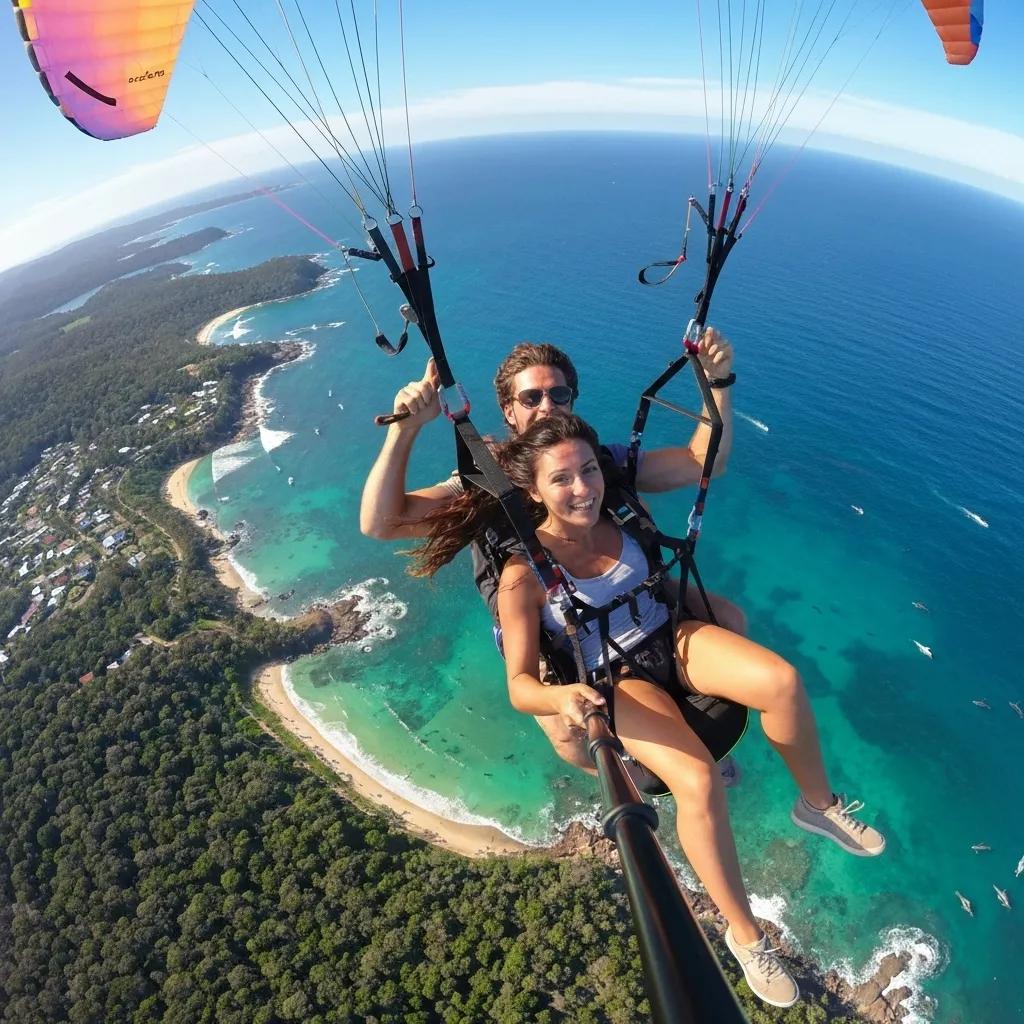 Unique paragliding experience in Byron Bay with ocean views and marine life